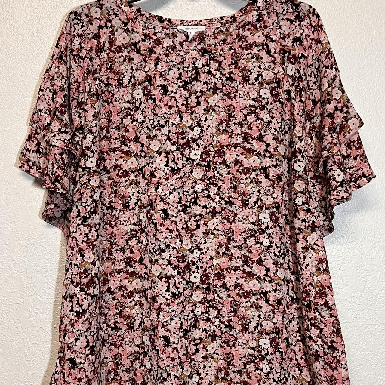 Pink Floral Blouse - Size XL - Maurices - Depop