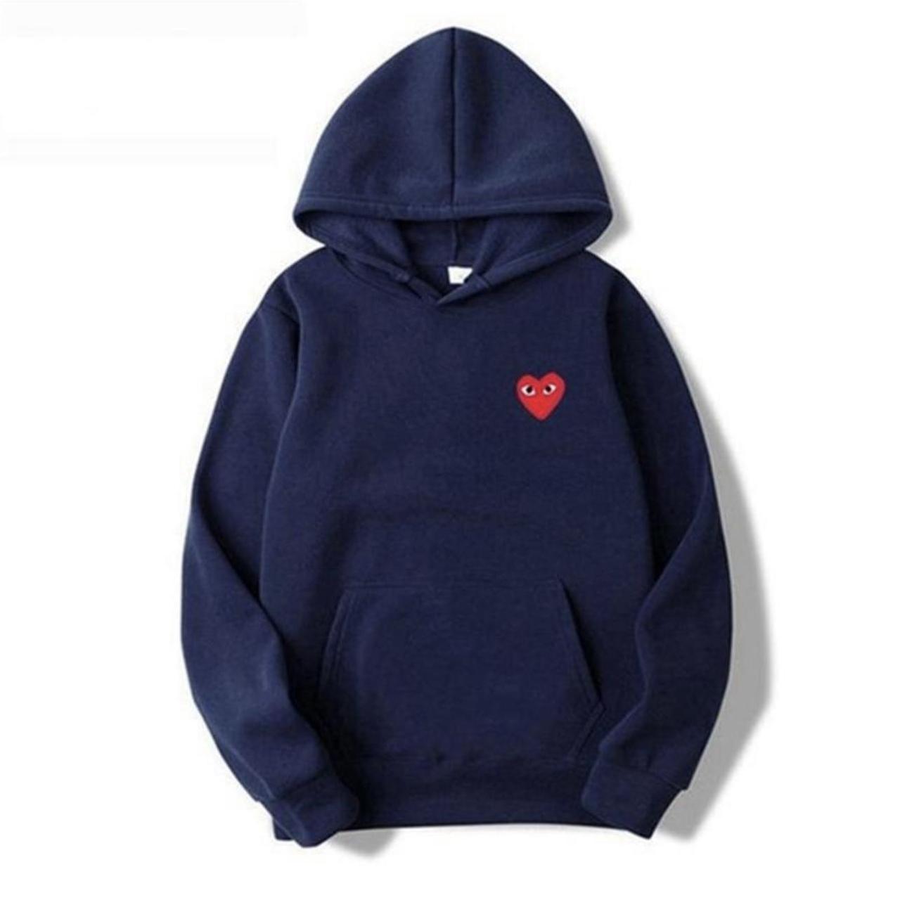 Navy Blue CDG Hoodie (oversized) Brand new and never... - Depop