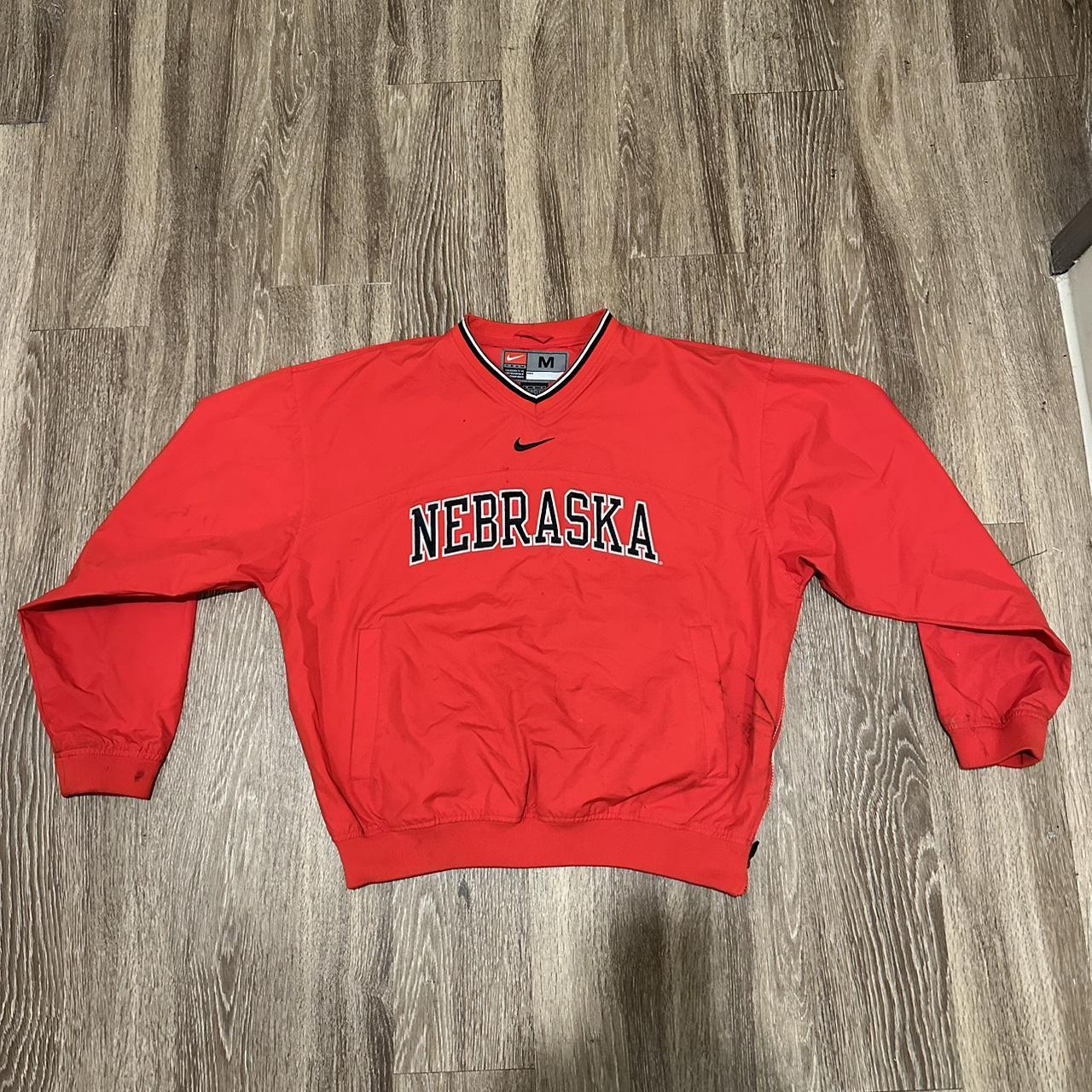 Vintage Nike team Nebraska Cornhuskers windbreaker crew - Depop