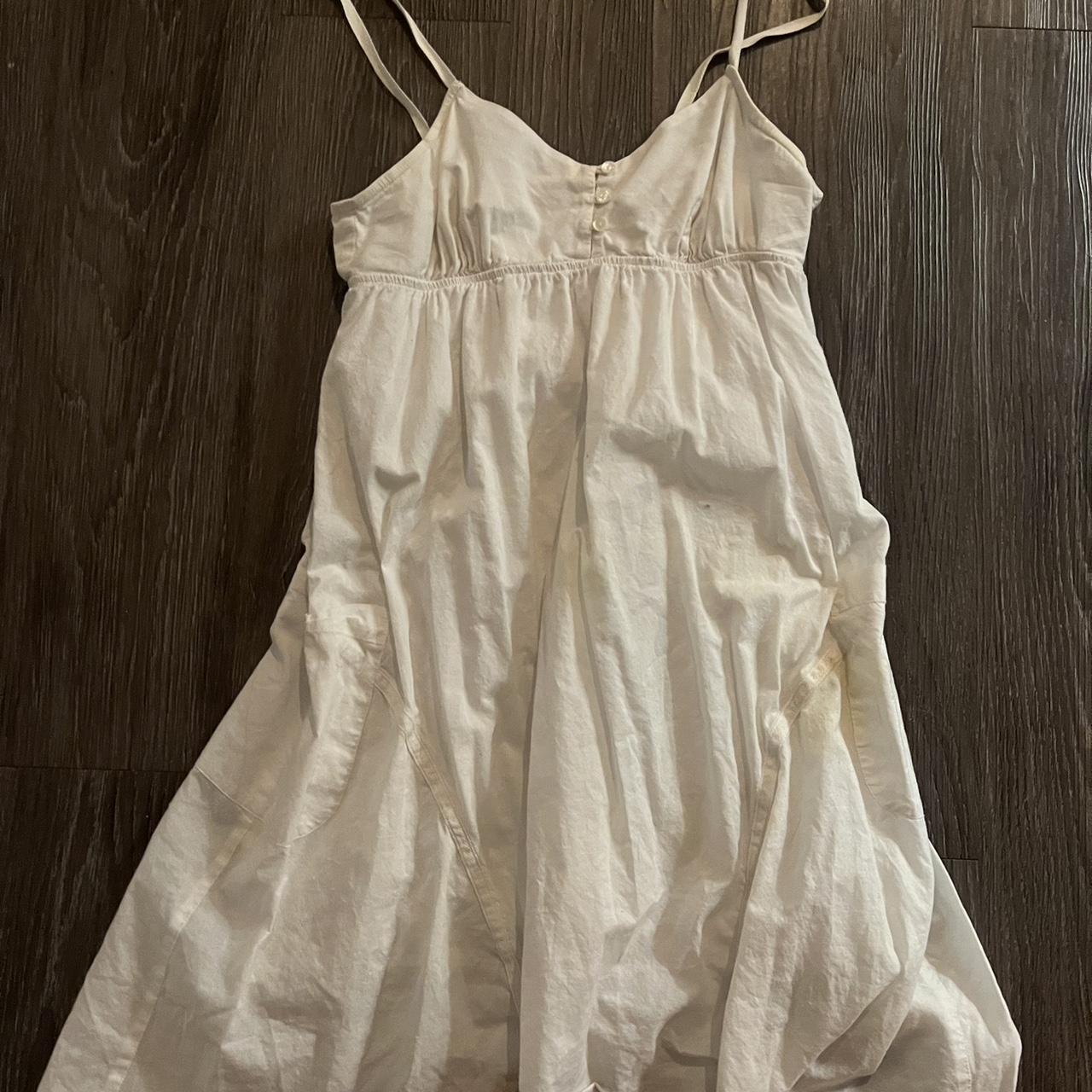 White mini thin strap dress with pockets - Depop