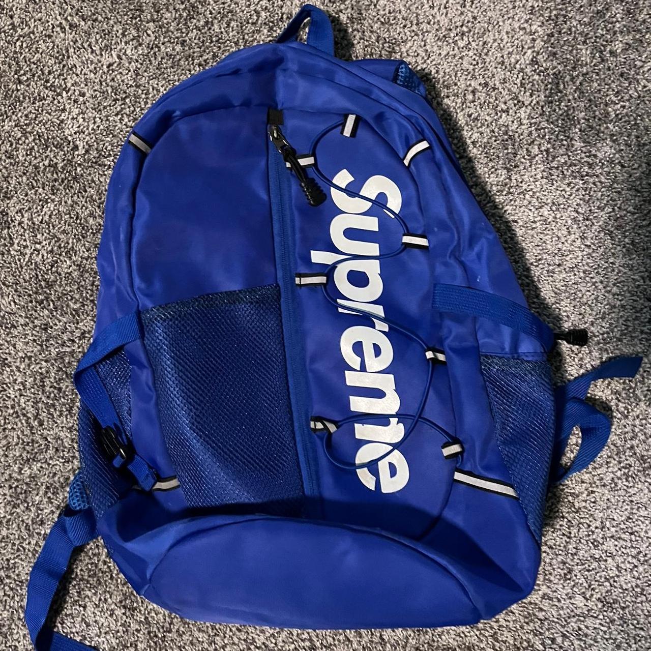 Blue supreme-backpack - Depop