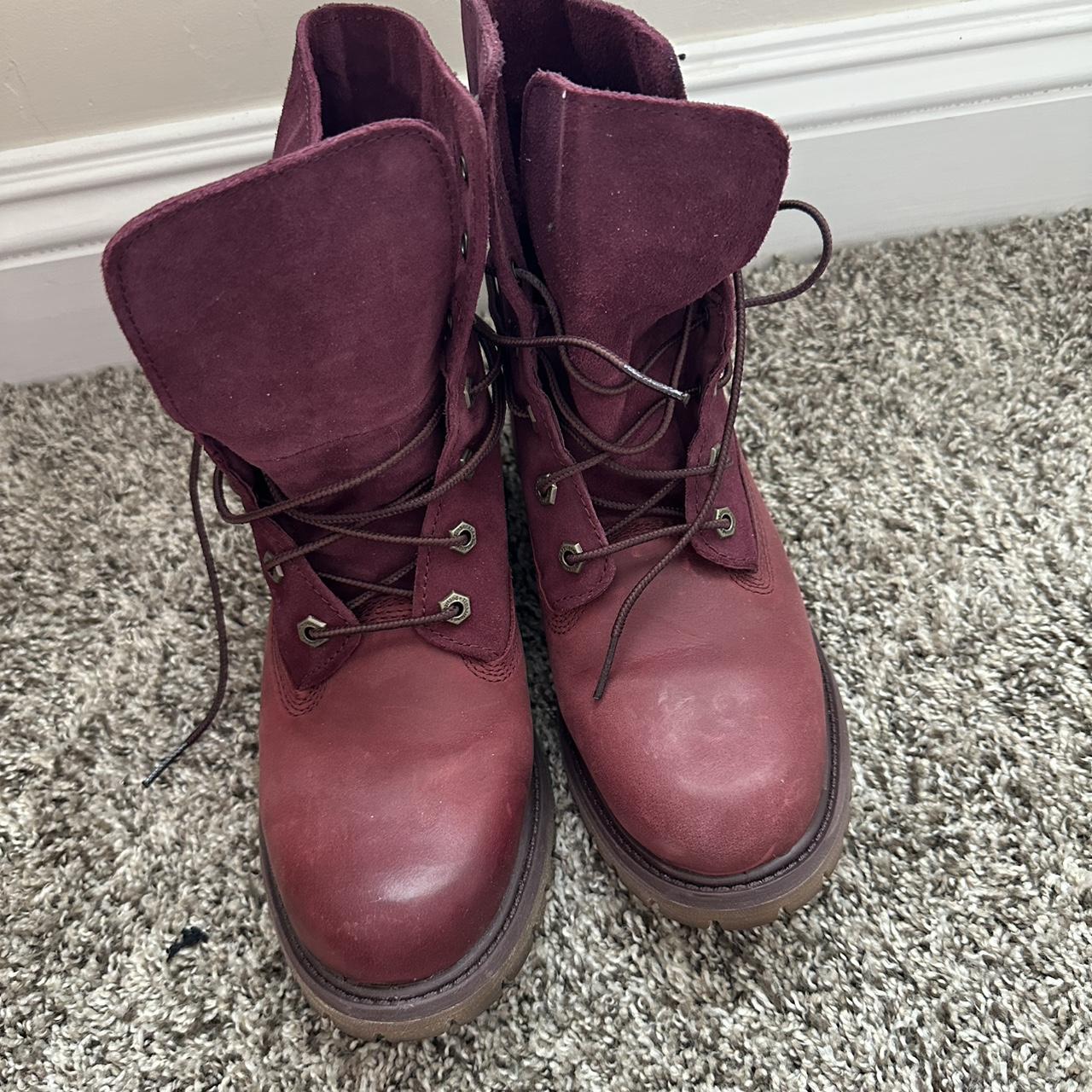 Timberland Women's Lace up Boots Burgundy/Red US