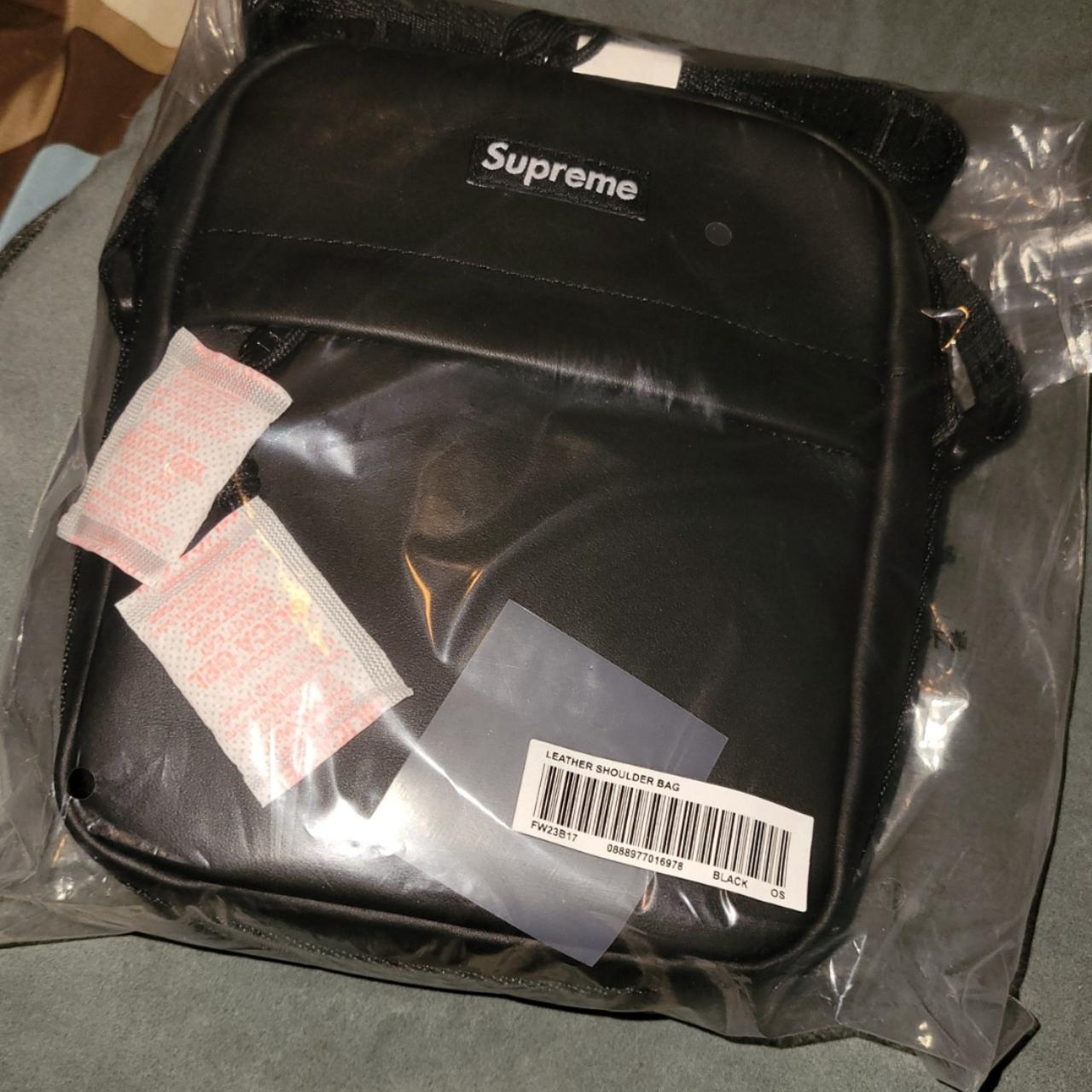 Supreme Leather Shoulder Bag Black - Depop