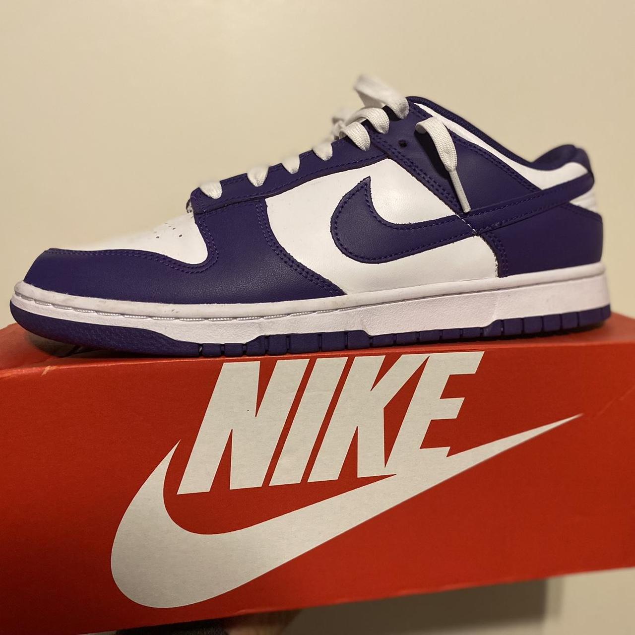 Championship purple Nike Dunks Size 10.5 Box... - Depop