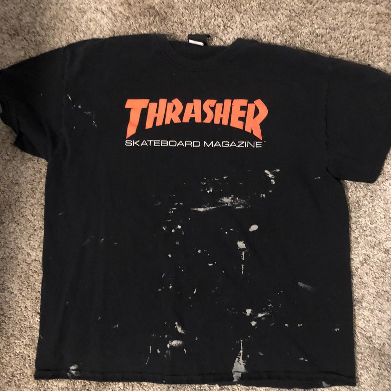 Thrasher T-shirt Flaws: minor paint splatter ‼️Send... - Depop