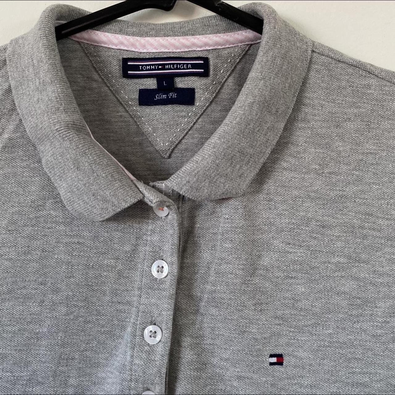 Tommy Hilfiger Grey Polo Shirt Size L Slim... - Depop