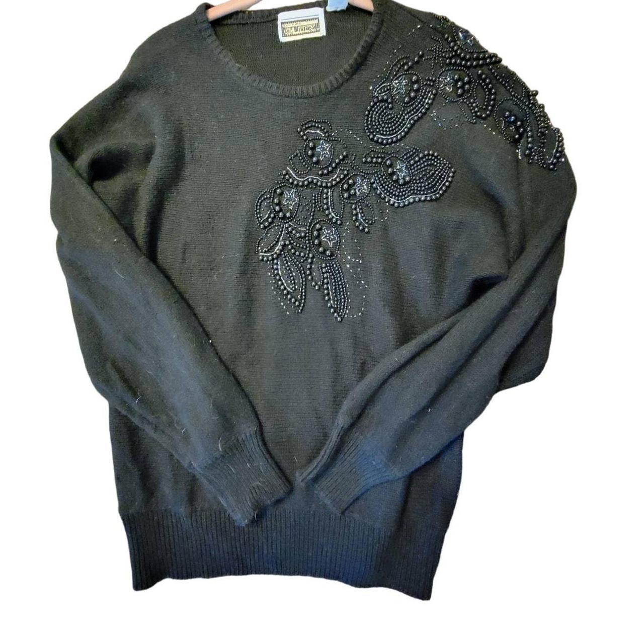 Anytime Glitz Black beaded Sweater size Medium