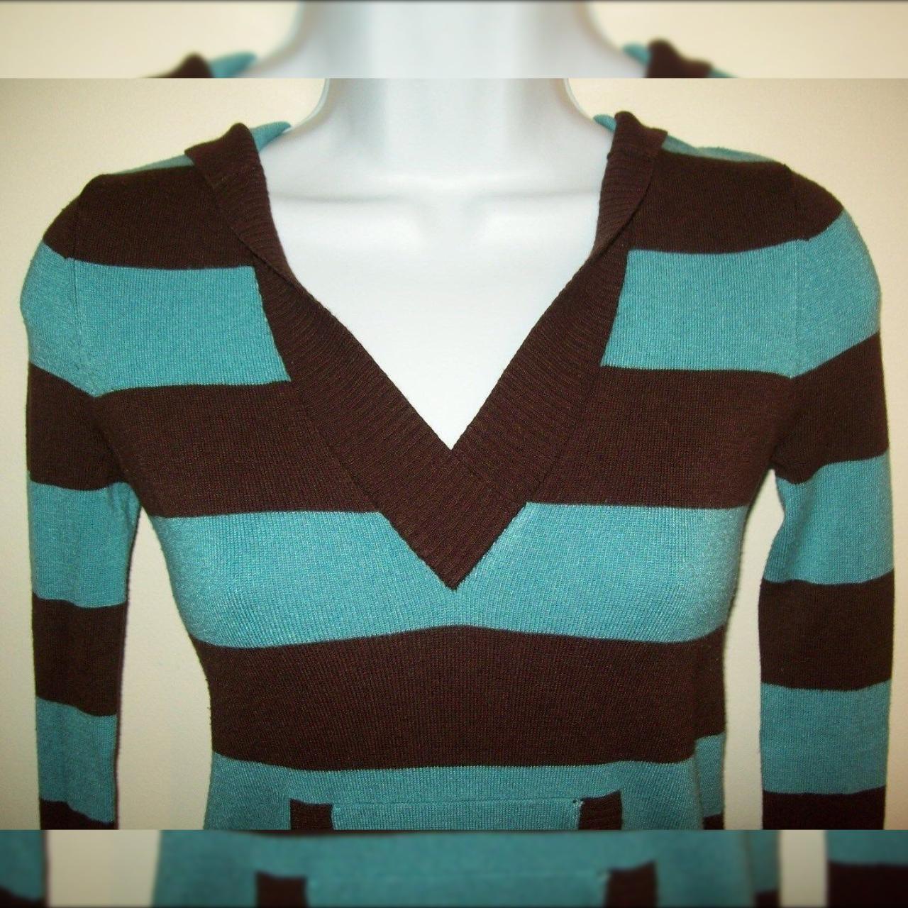 small brown and blue striped lightweight... Depop