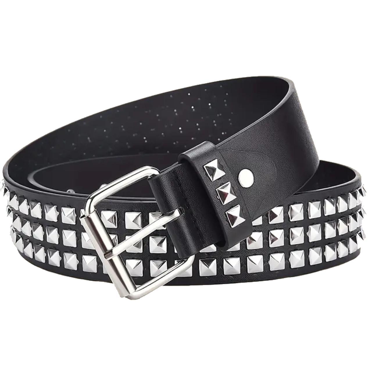 Black Pyramid Studded Belt Y2K (っ´ω`c)♡ // PayPal... - Depop