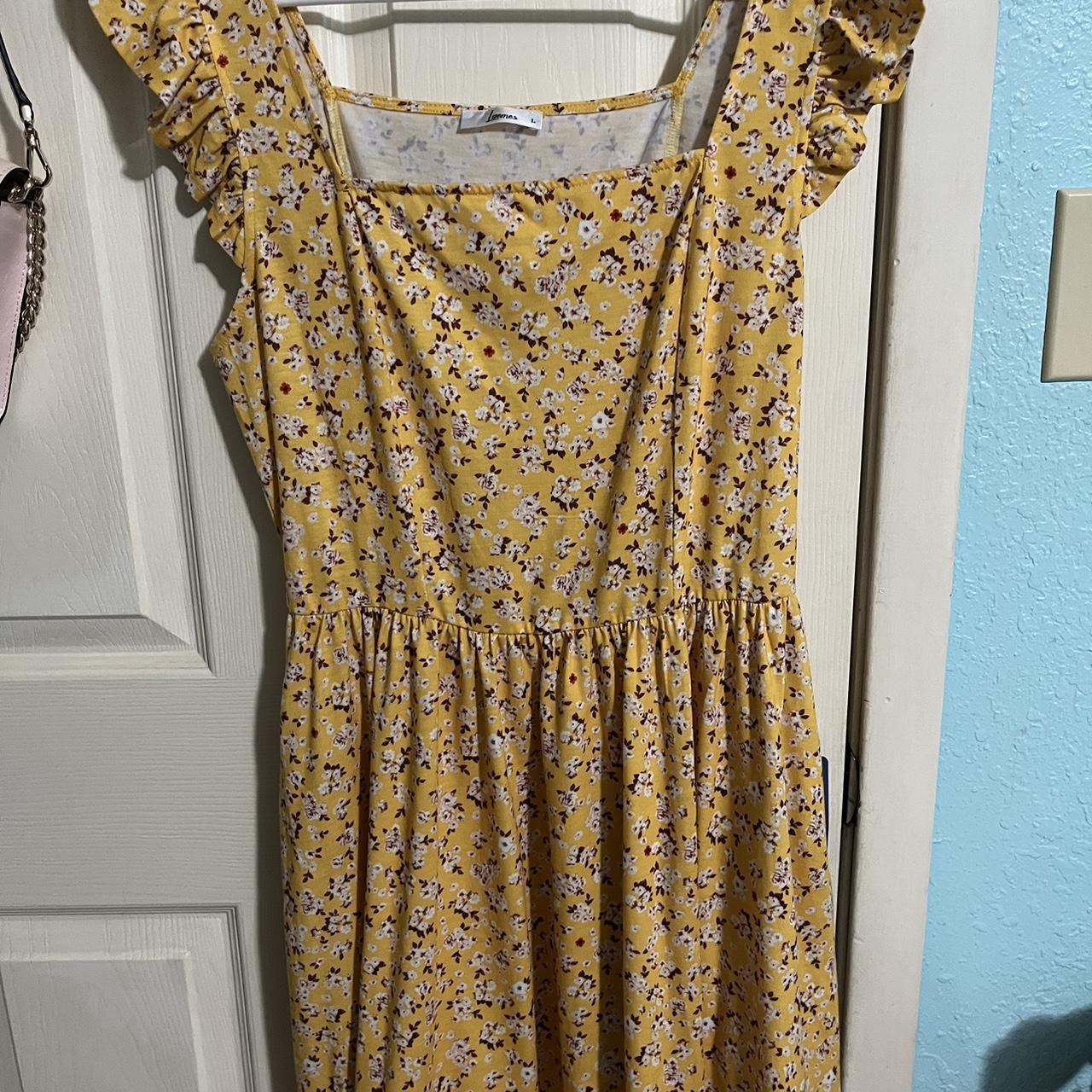 Yellow floral, flutter sleeve dress. Brand new,... - Depop