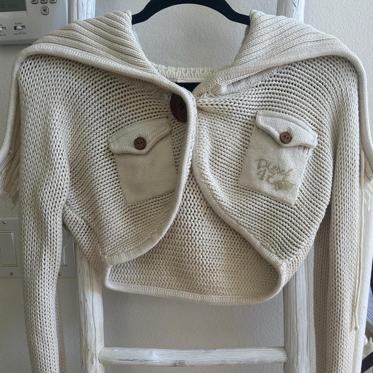 Diesel vintage crop distressed knit sweater with...