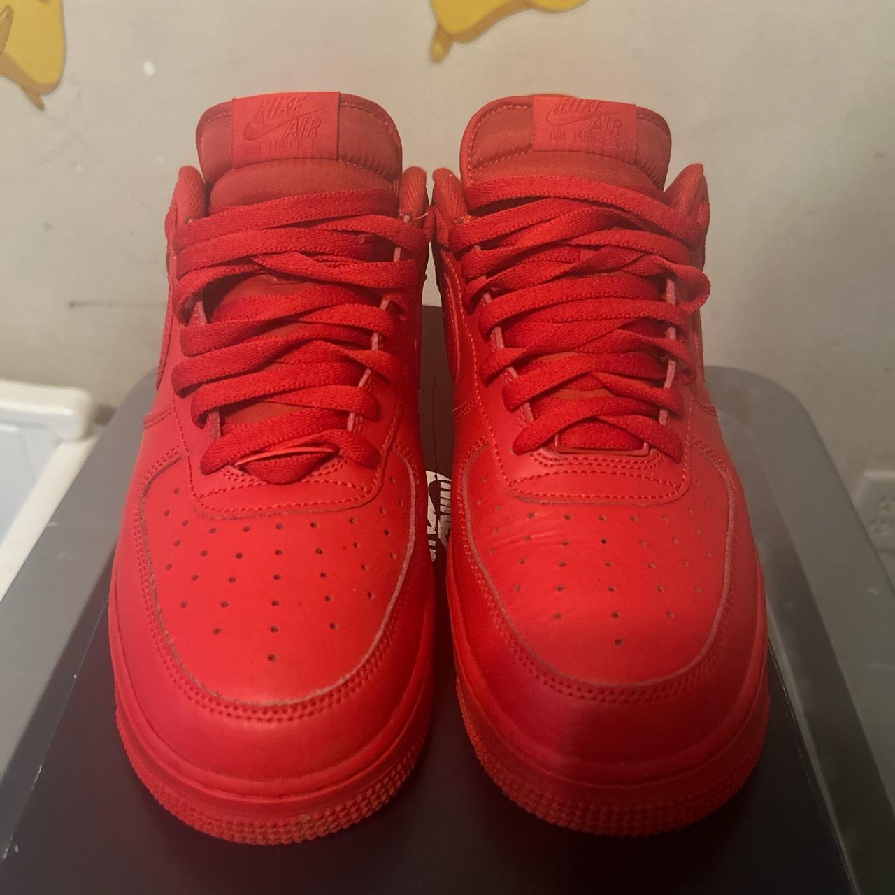 All red Nike Air Force 1 gold condition and... - Depop