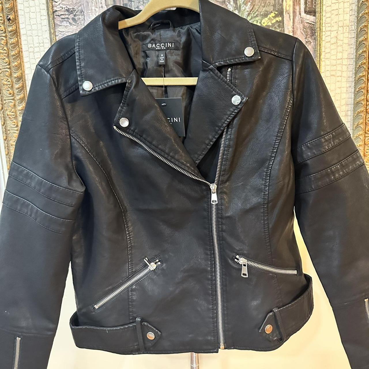 Baccini Leather Jacket Brand new SIZE M - Depop