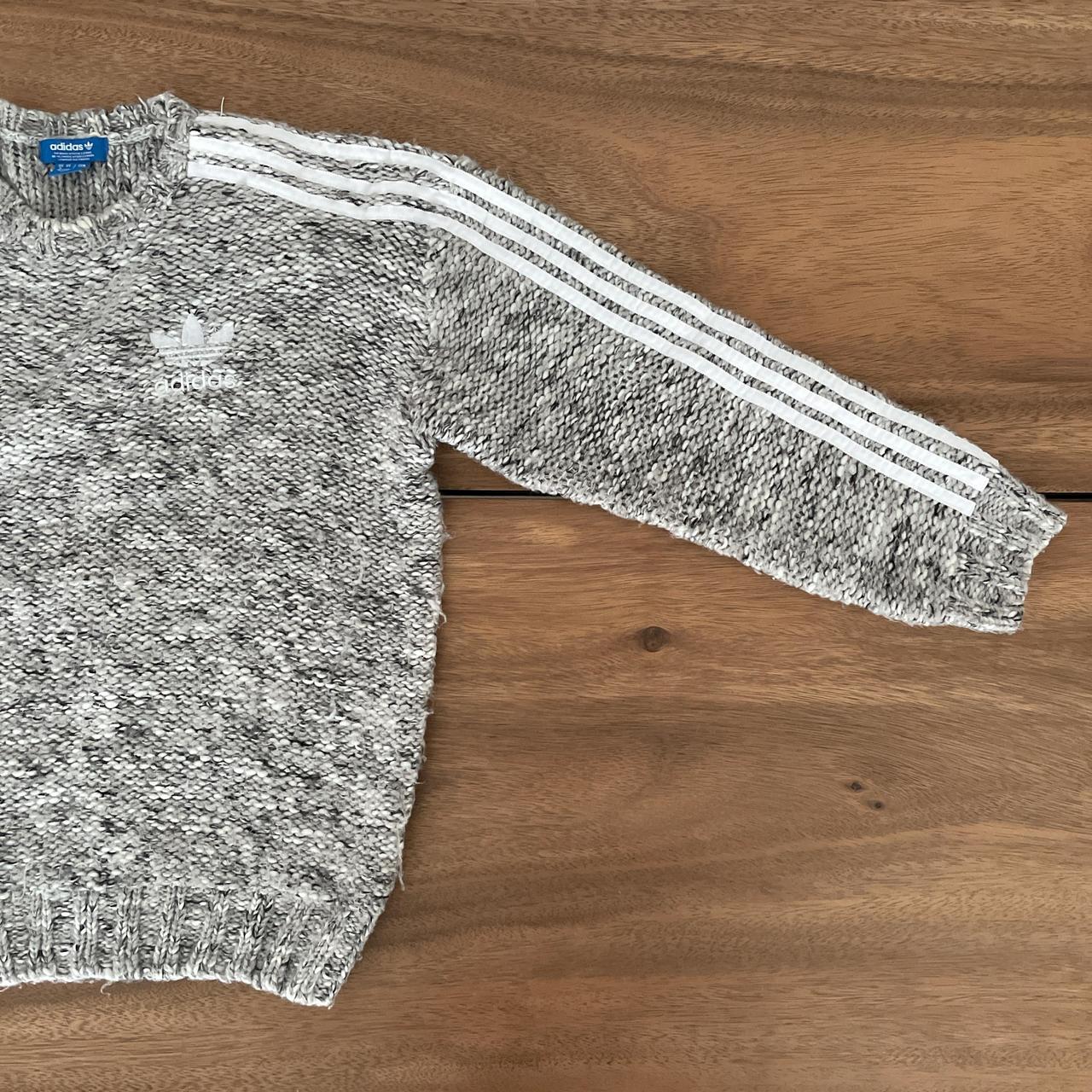 ADIDAS ORIGINALS LIGHT GREY CHUNKY KNIT JUMPER