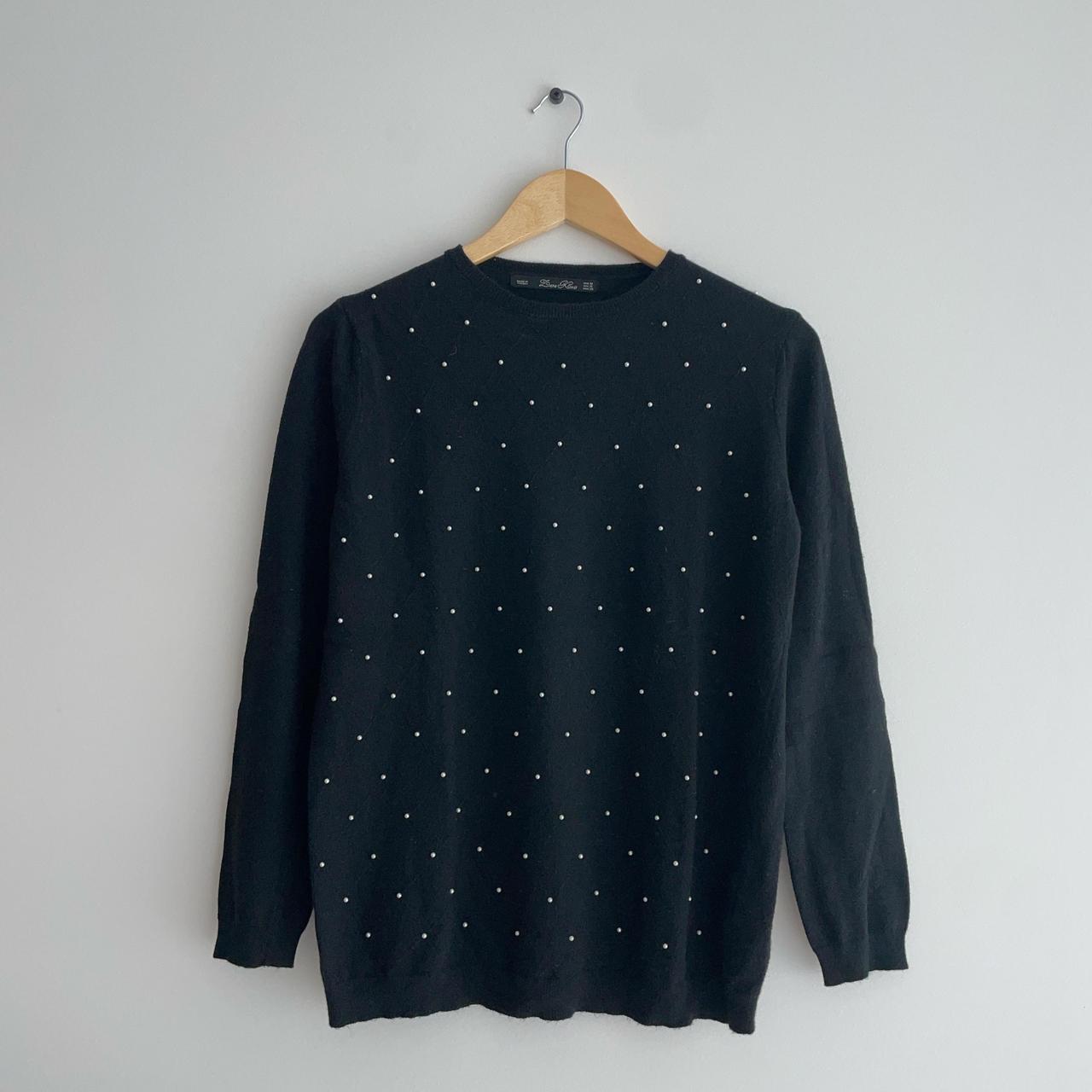 ZARA BLACK PEARL EMBELLISHED KNIT JUMPER SWEATER . Depop