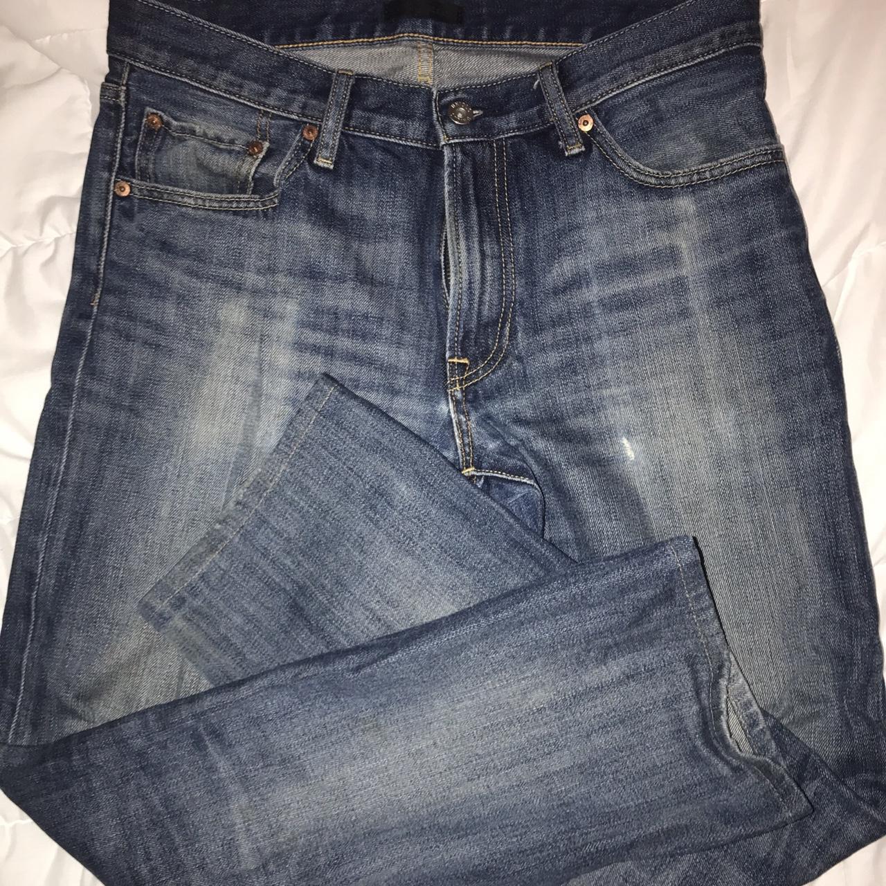 UNIQLO Men's Blue and Navy Jeans | Depop