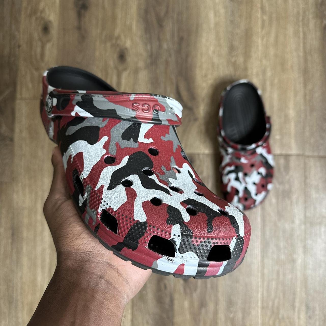 Red and black camo Crocs clogs camo Men Size 10 Depop