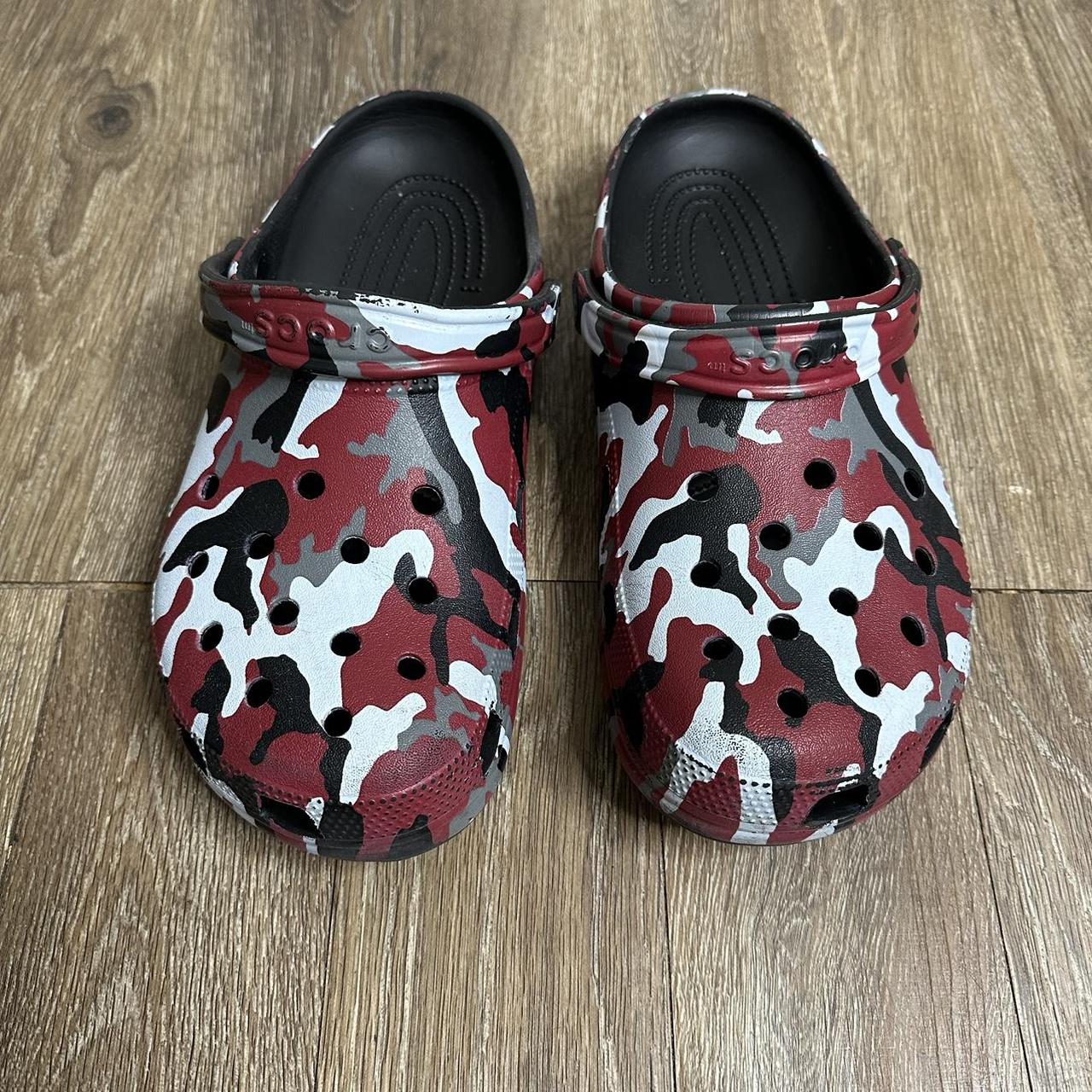 Red and black camo Crocs clogs camo Men Size 10 Depop