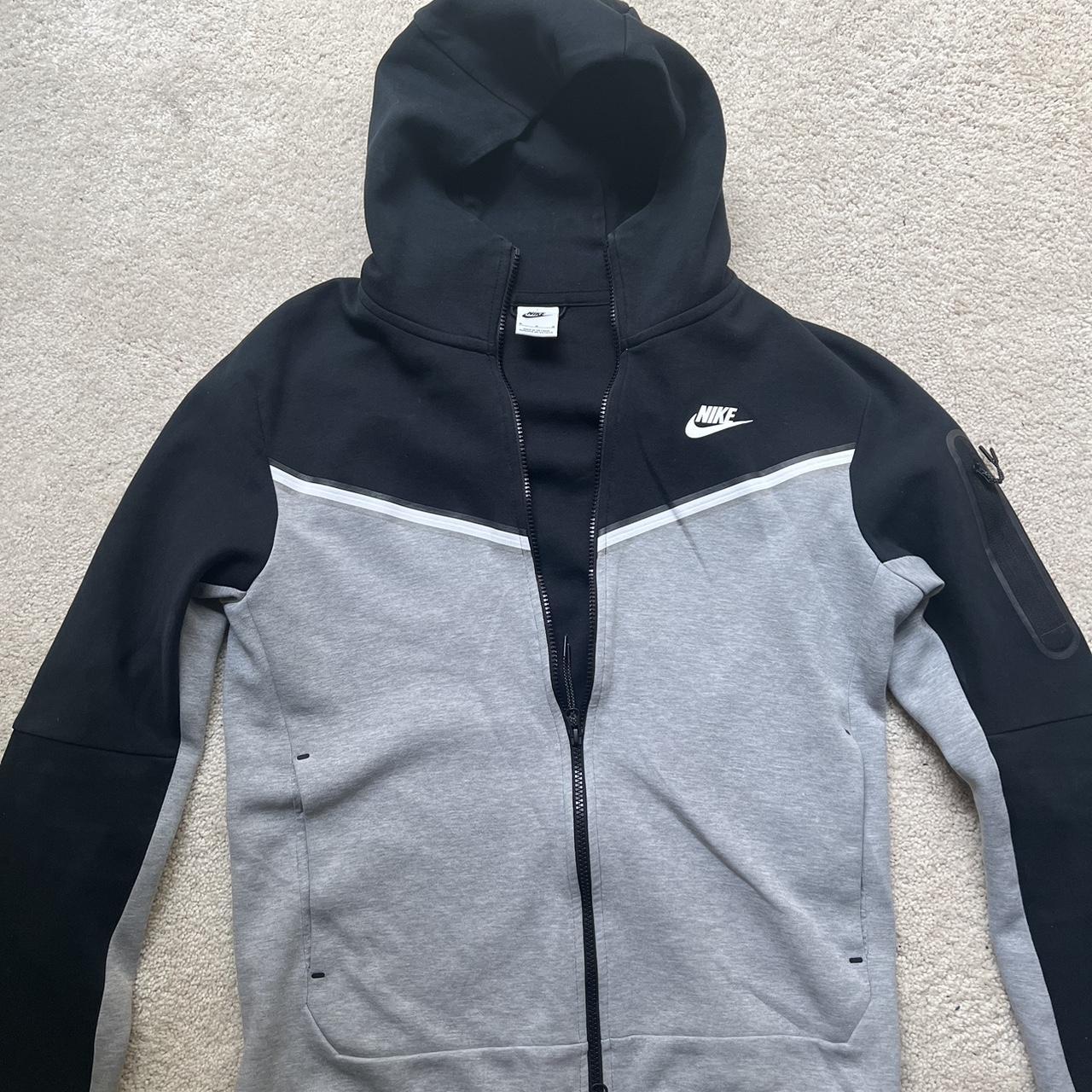 Nike Tech Fleece Hoodie Black & Grey High Quality,... - Depop