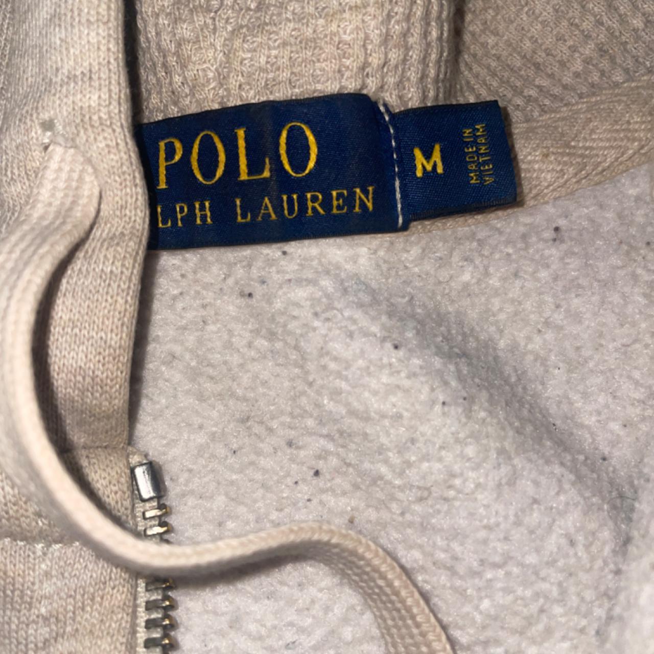 Grey Ralph Lauren Zip Up Hoodie Brown logo... - Depop