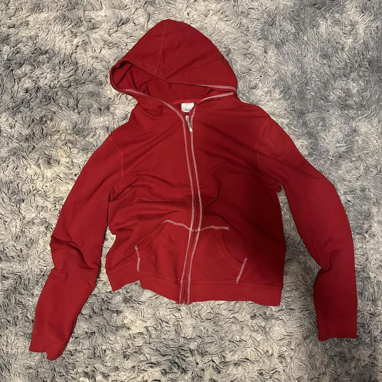 Red Thin Unisex hoodie white outline XS/S - Depop
