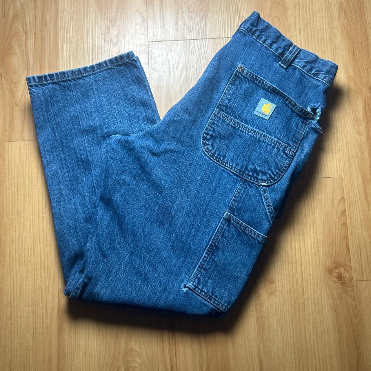 Distressed Double knee Carhartt Work Pants Size... Depop