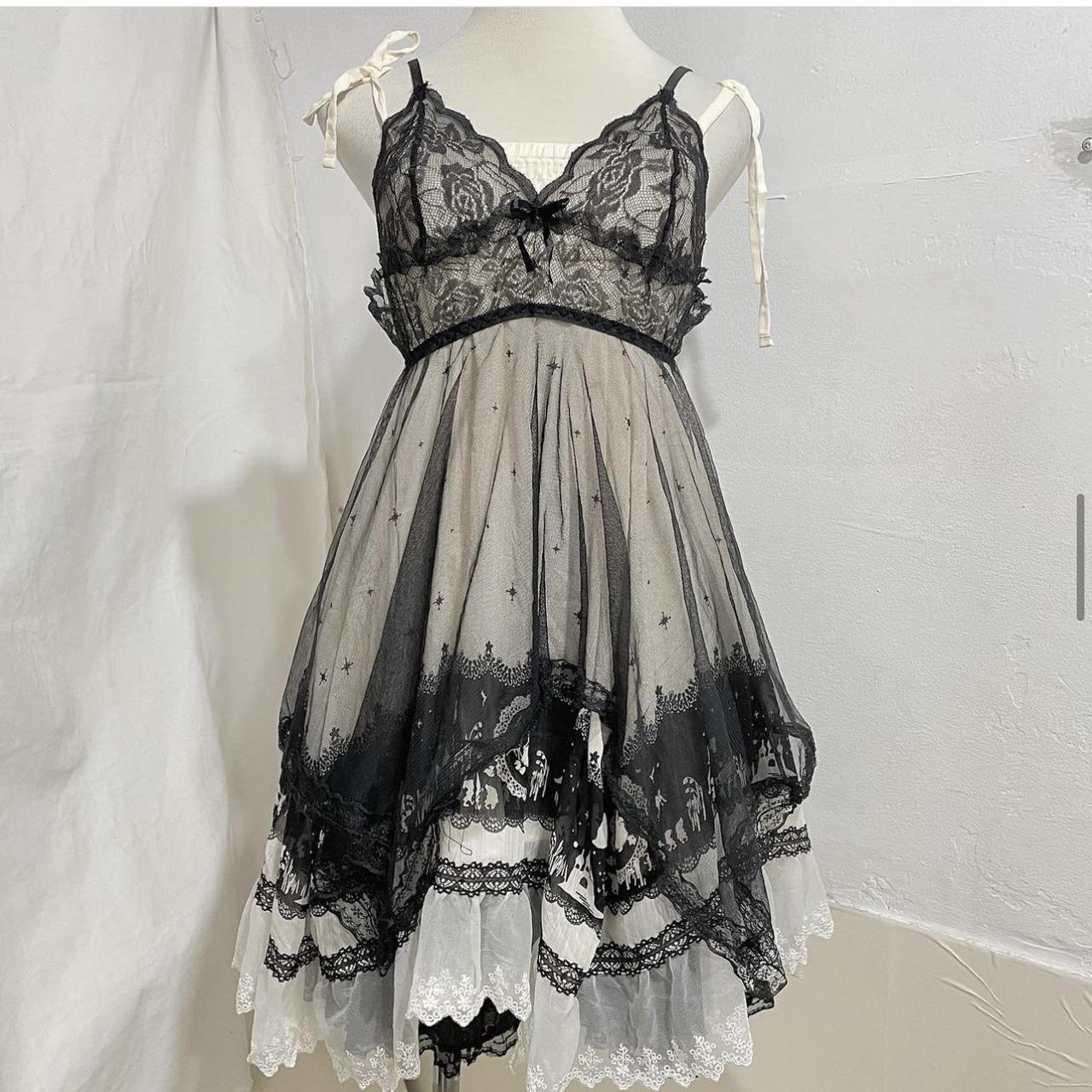Sheer lace Cami Tank Lingerie Dress with Tiny Bow, - Depop