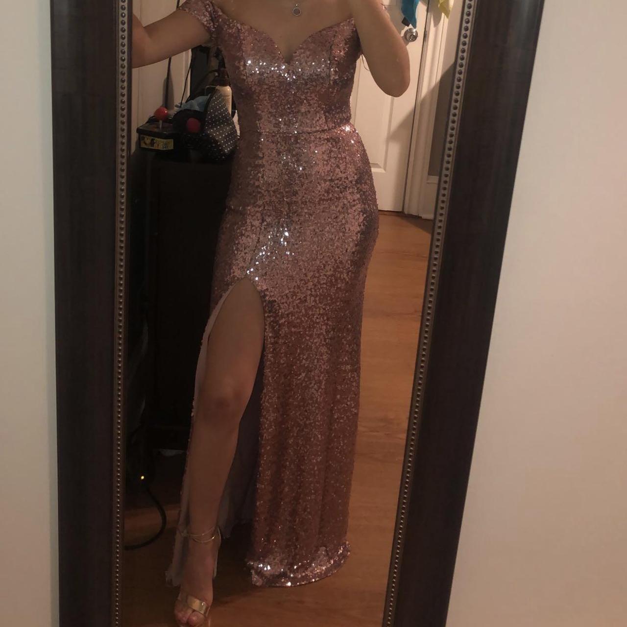 Macy's rose store gold sequin dress