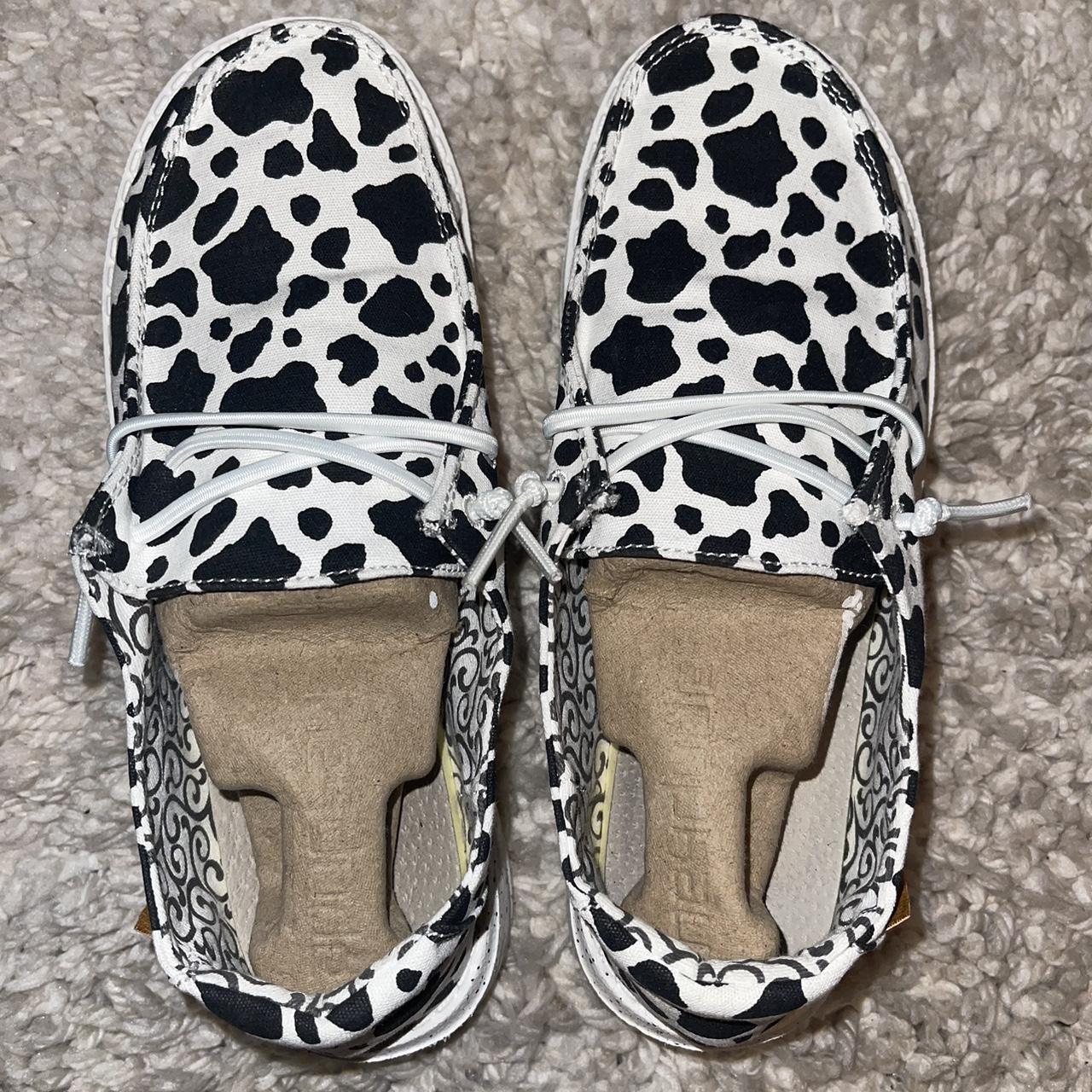 Cow print Hey Dudes. Have been worn a couple times,... - Depop
