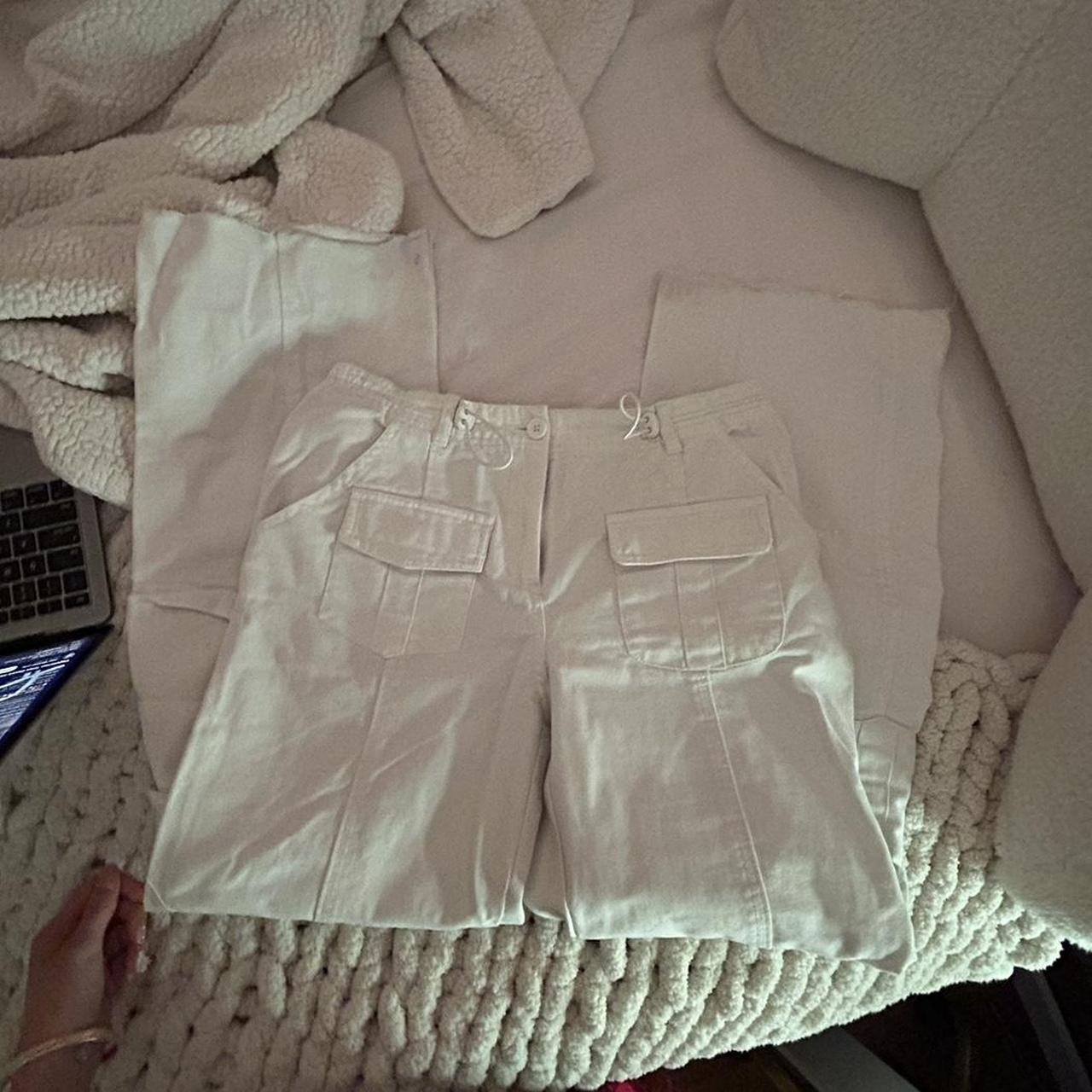brandy melville kim cargo pants in white little... Depop