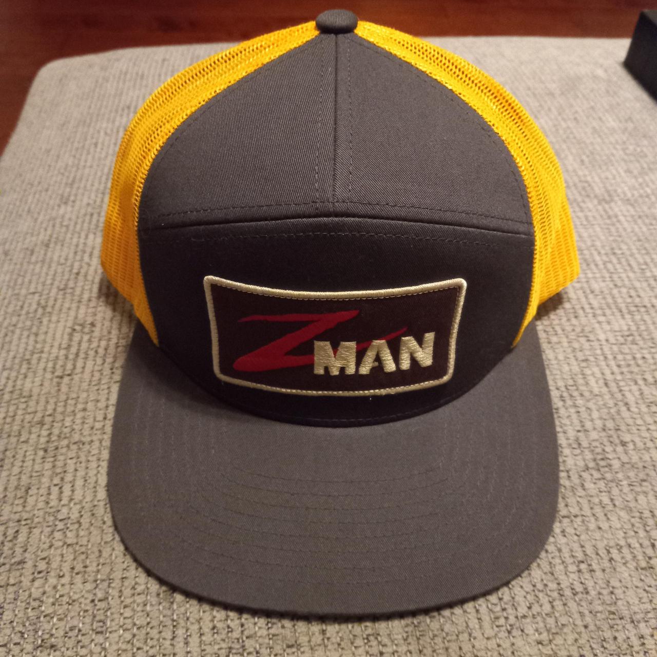 Z Man Logo Trucker Snapback Cap - Depop