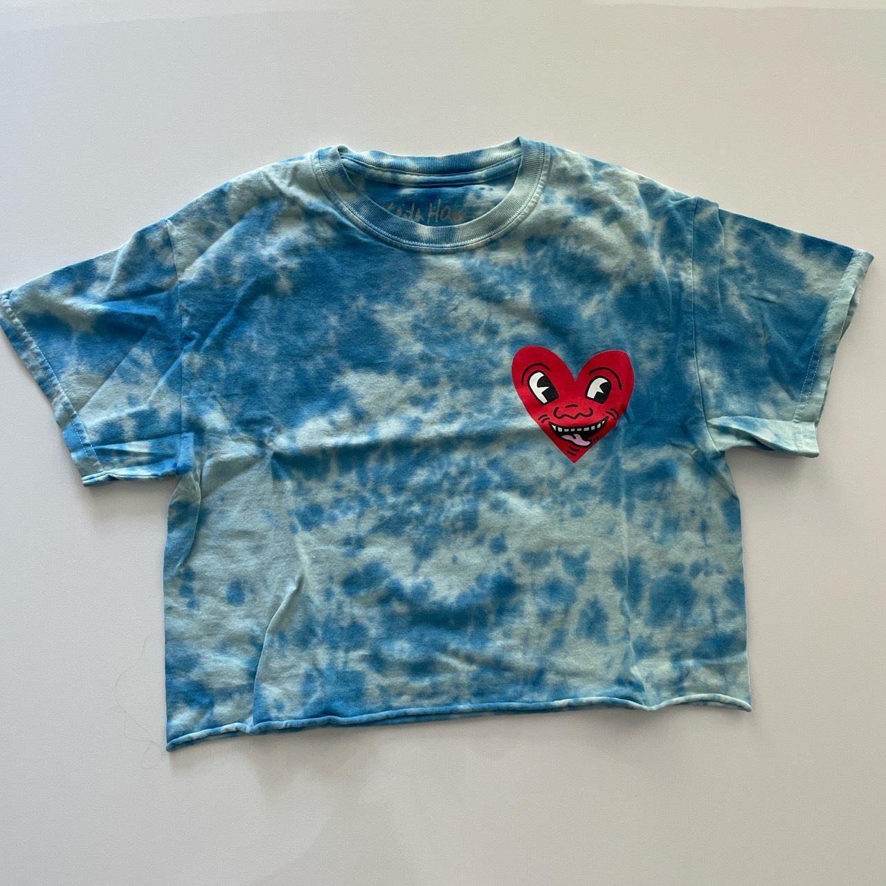 Crop heart t-shirt tie dye - Depop