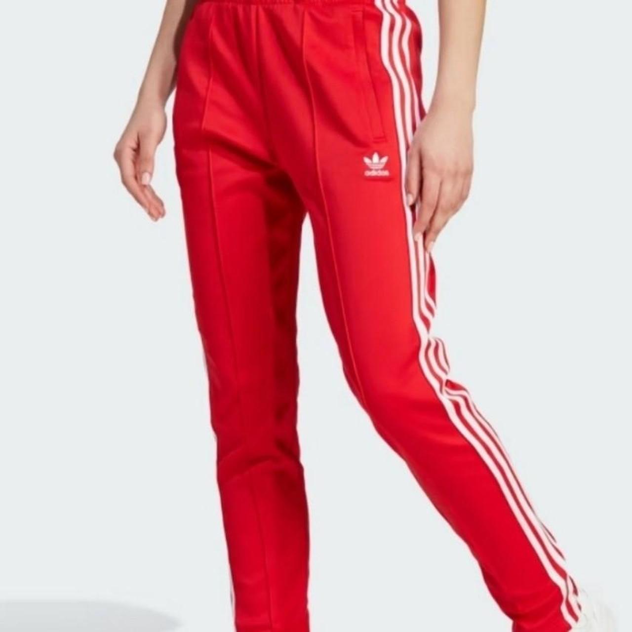 Adidas Track Pants Small red/white track... - Depop