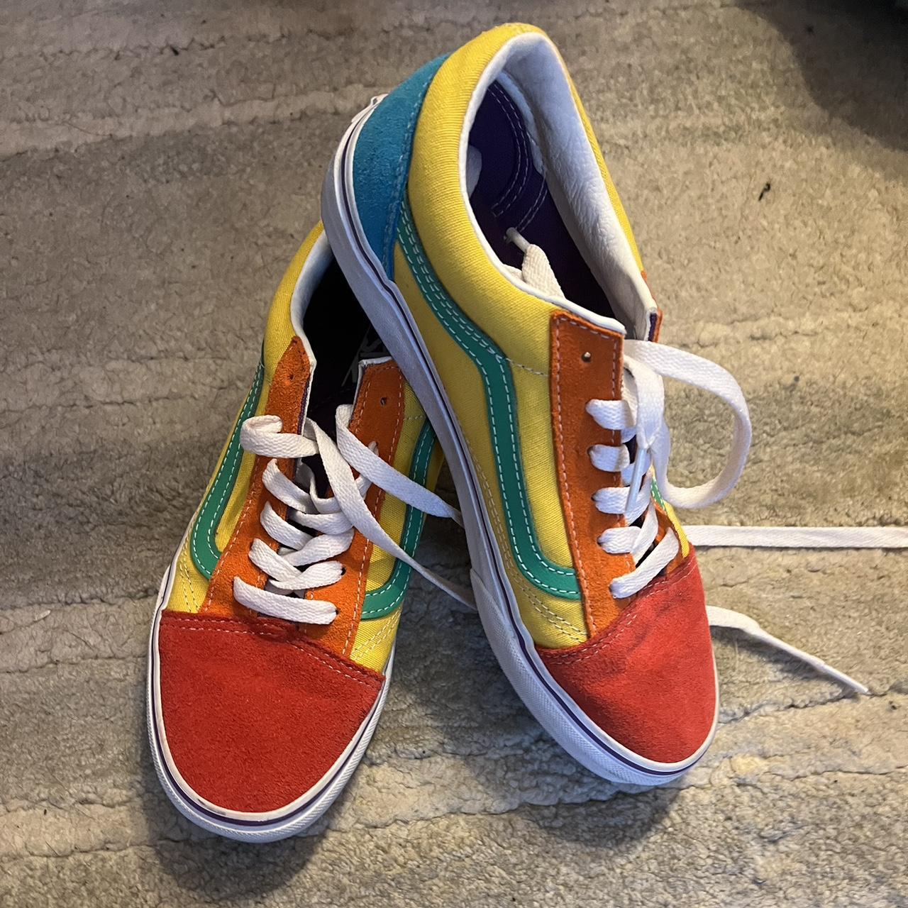 Vans multi colored low tops worn once or twice no