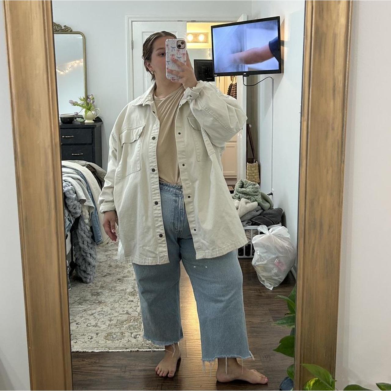 Cream Denim Jackets For Women 2026.Women's cream denim jacket xxl - Depop