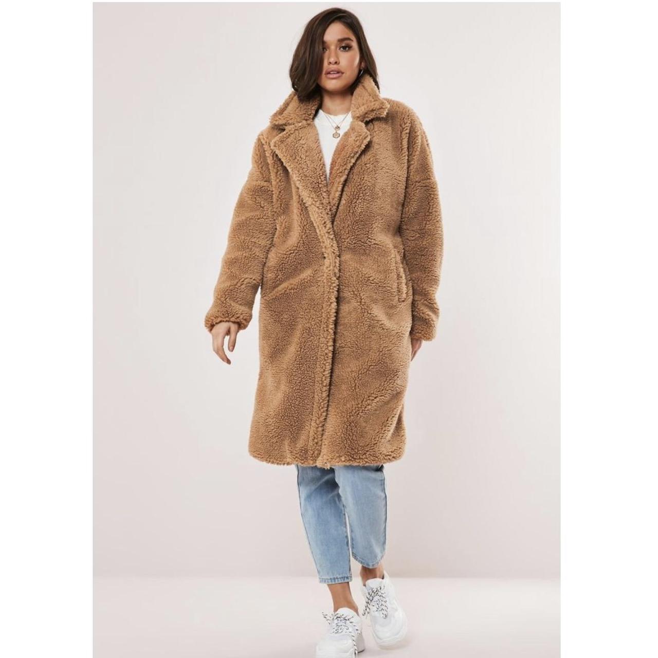 Missguided Women's Tan and Brown Coat | Depop