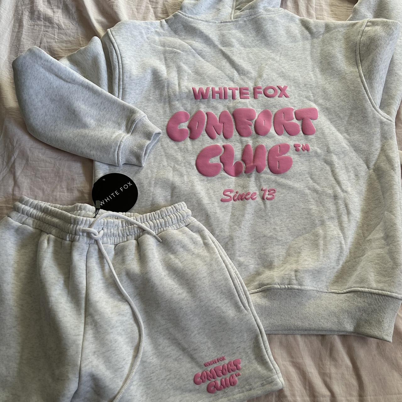 White fox comfort club hoodie and shorts in Mist !!... - Depop