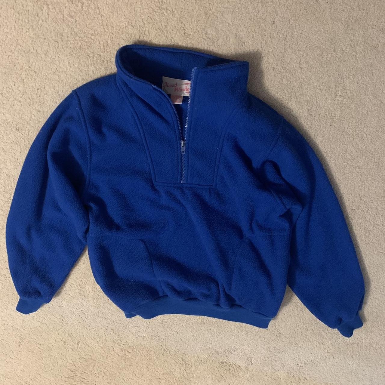 vintage blue fleece quarter zip baggy fit - Depop