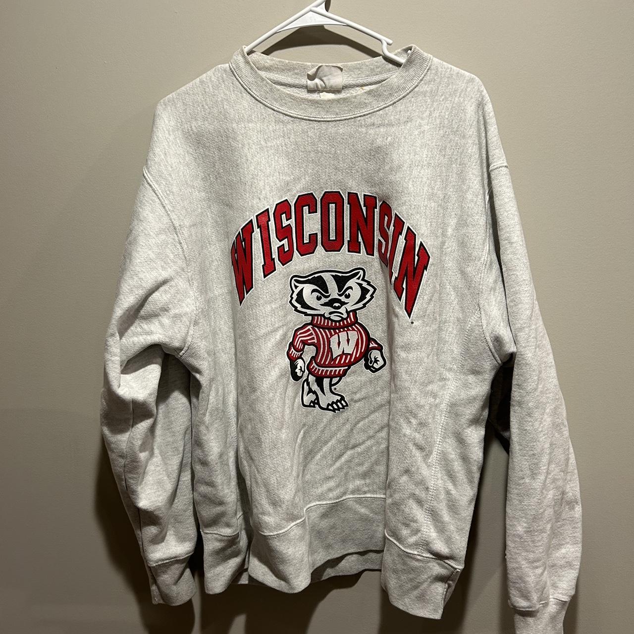 Vintage Champion Wisconsin crewneck Some staining on... - Depop