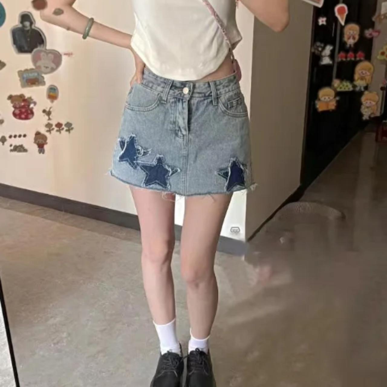 New Embroidery Jean Short Skirt Summer Japanese Y2k...