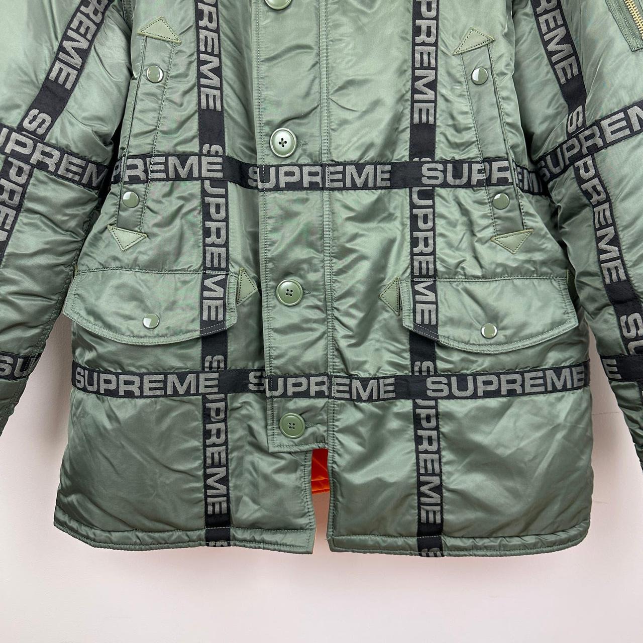 Supreme Logo Tape N-3B Parka Military Khaki Green | Depop