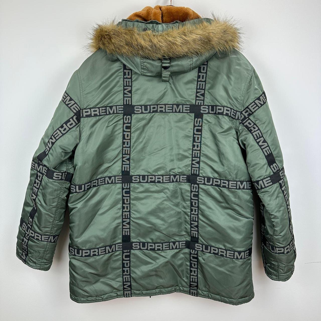 Supreme Logo Tape N-3B Parka Military Khaki Green | Depop