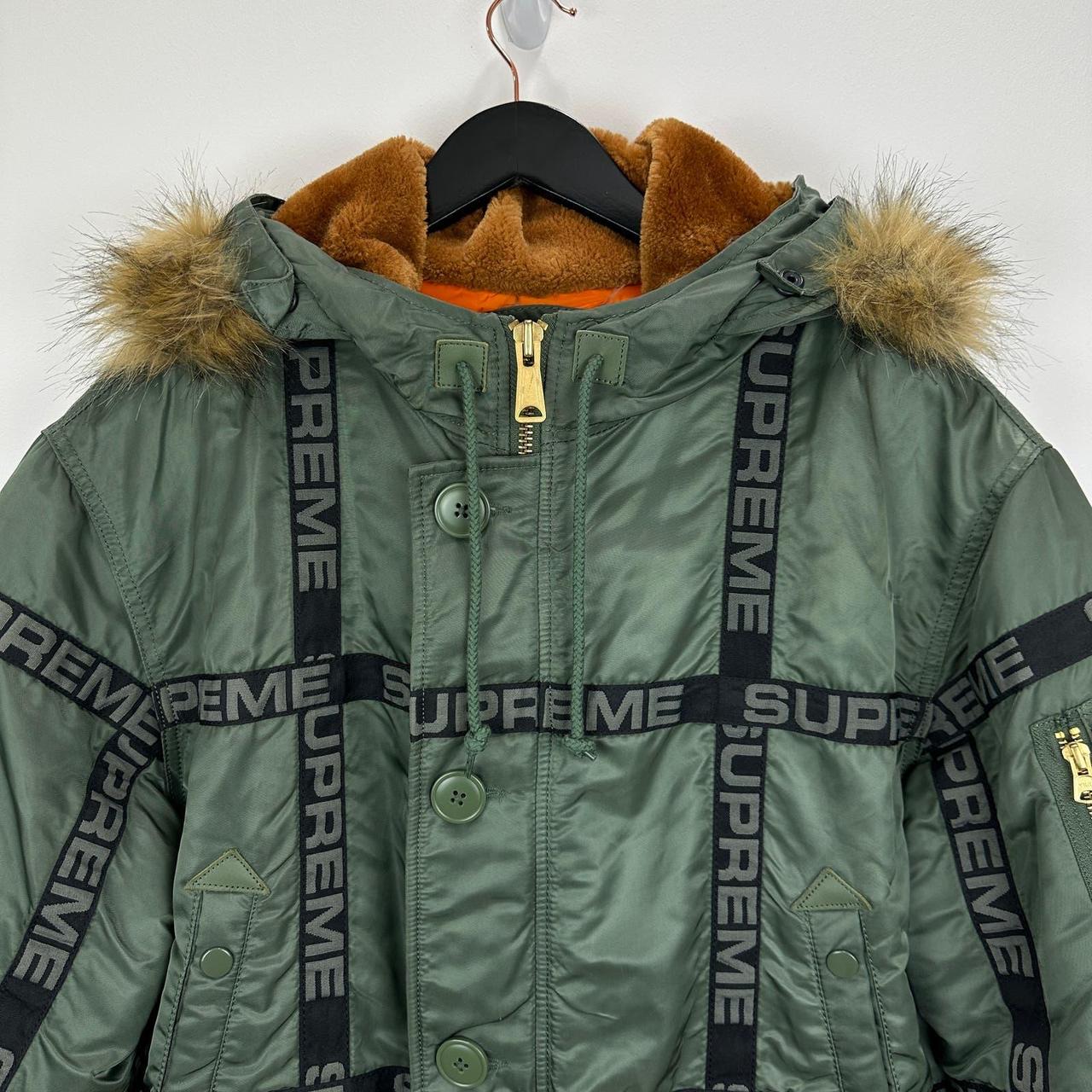 Supreme Logo Tape N-3B Parka Military Khaki Green | Depop