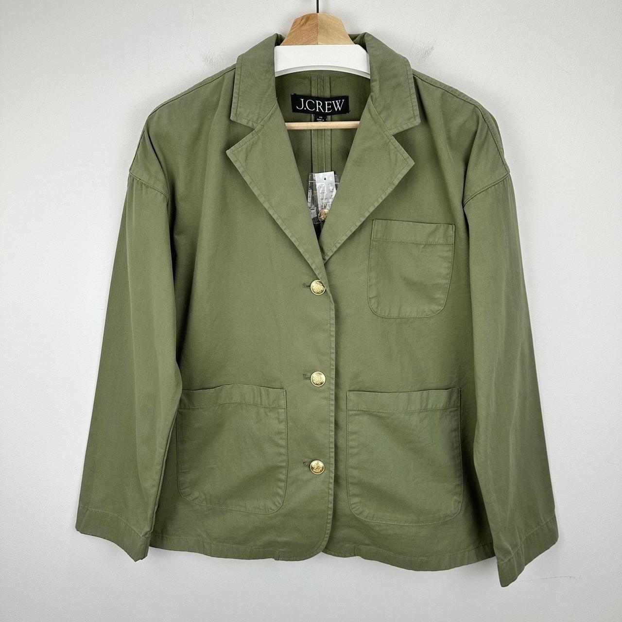 J crew green jacket with gold buttons best sale