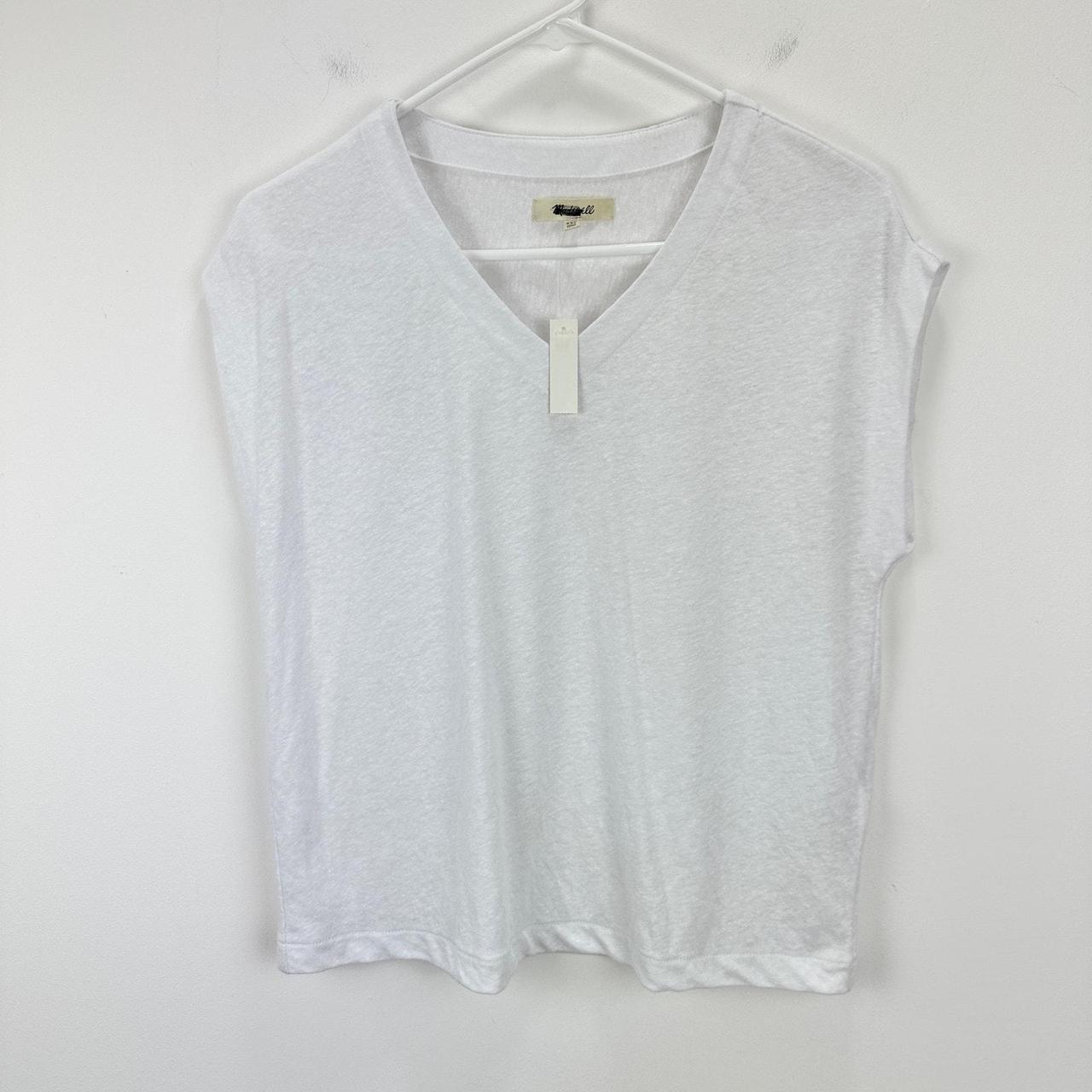 Madewell Relaxed V Neck Tee Shirt Linen Blend Jersey - Depop