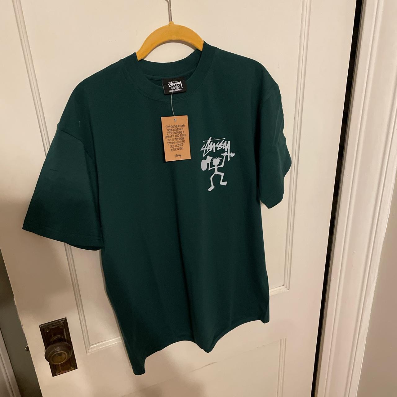 Green Stussy Stick Man T Shirt Size Large And Depop