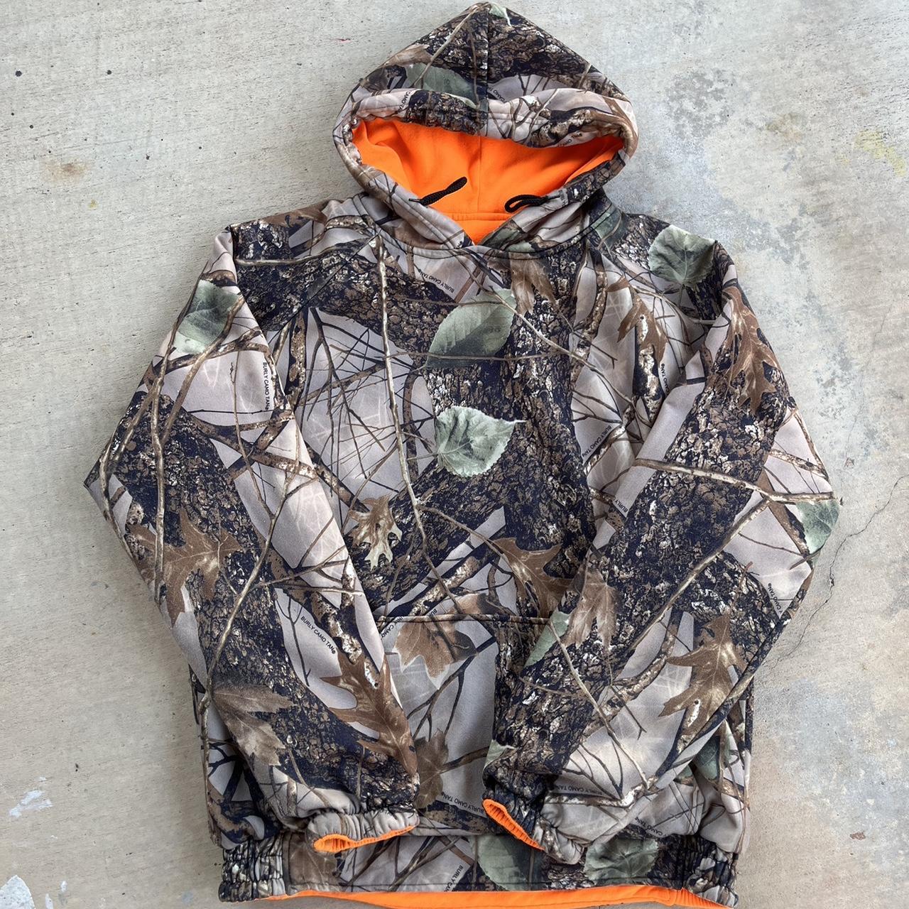 Orange popular Y2k hoodie with camo