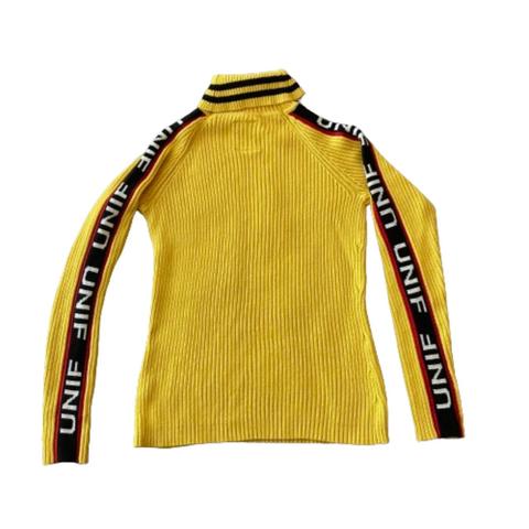 UNIF Badsport Ribbed Yellow Turtleneck Sweater Size Depop