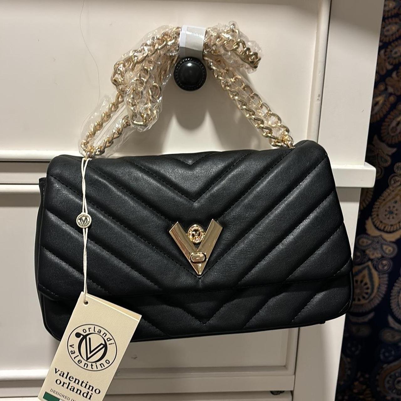 NWT Valentino Orlando Black leather bag 279 check