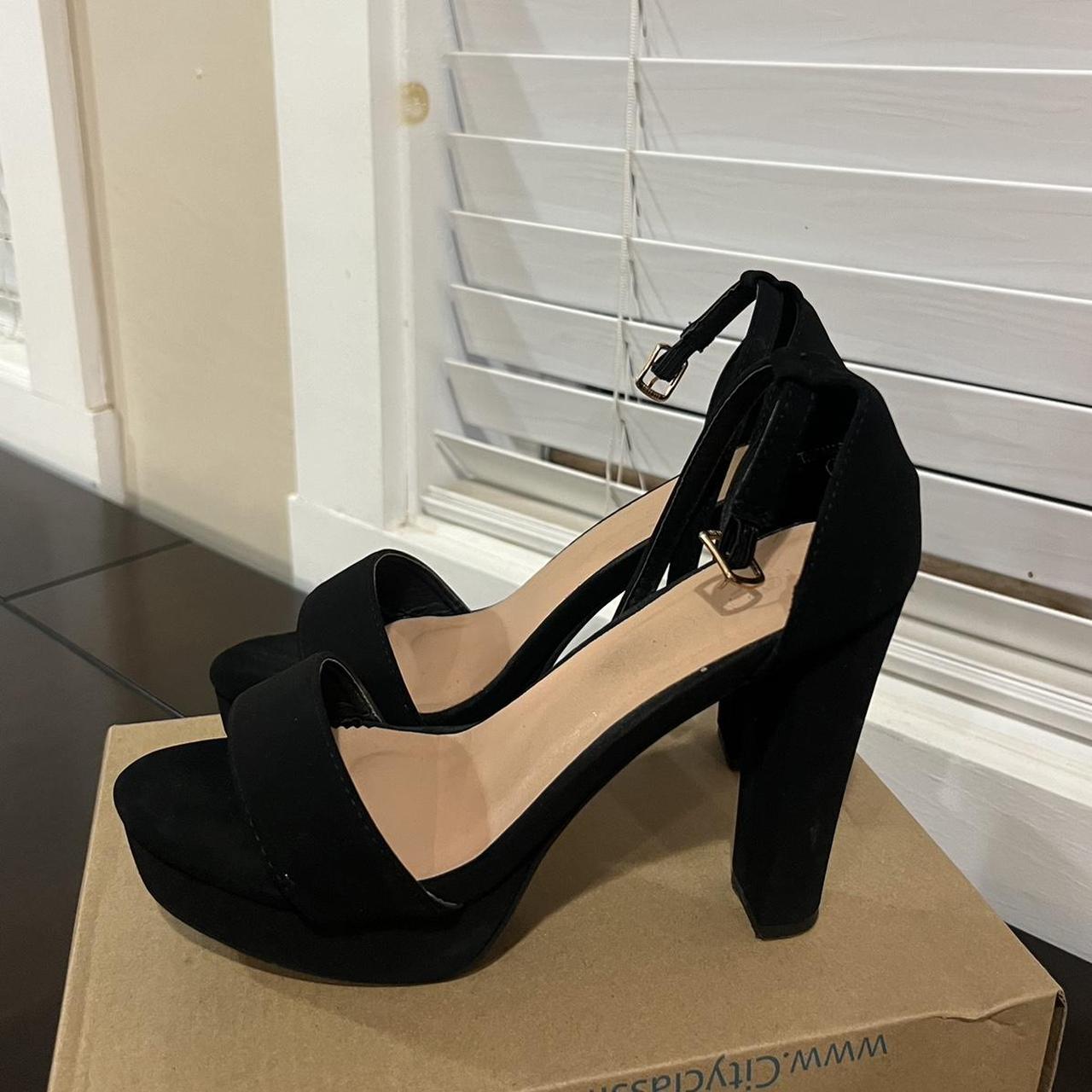 simple black strap heels